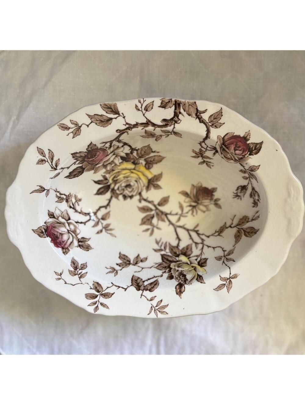 Alfred Meakin Staffordshire England Rosa Floral Oval Serving Bowl